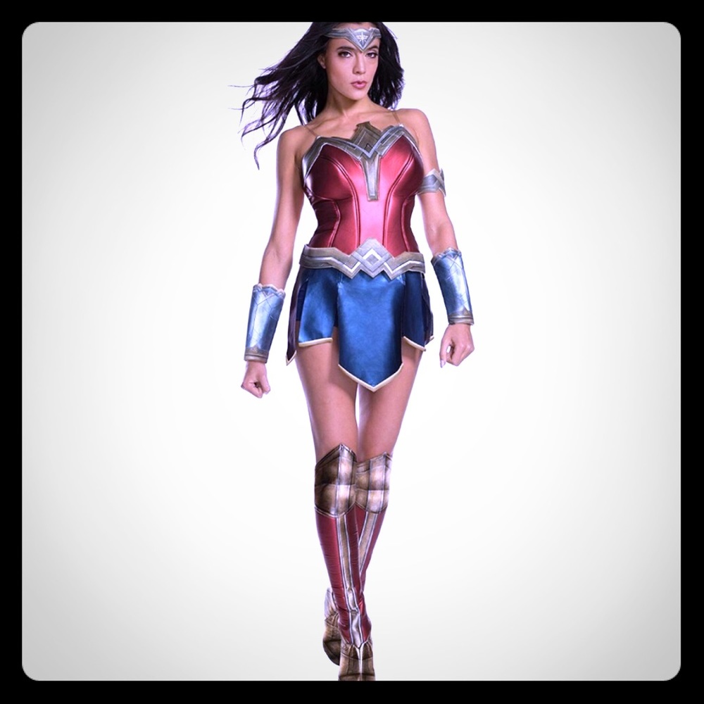 Wonder-Inspired Red and Blue Women’s Costume Corset Set